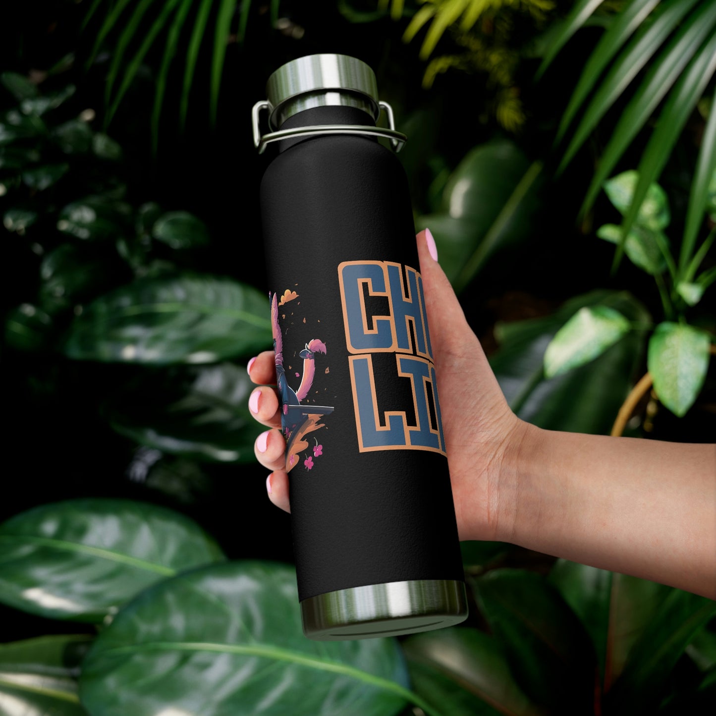 Chess Life Samurai Sakura Cat | Copper Vacuum Insulated Bottle (22 oz / 650 mL)