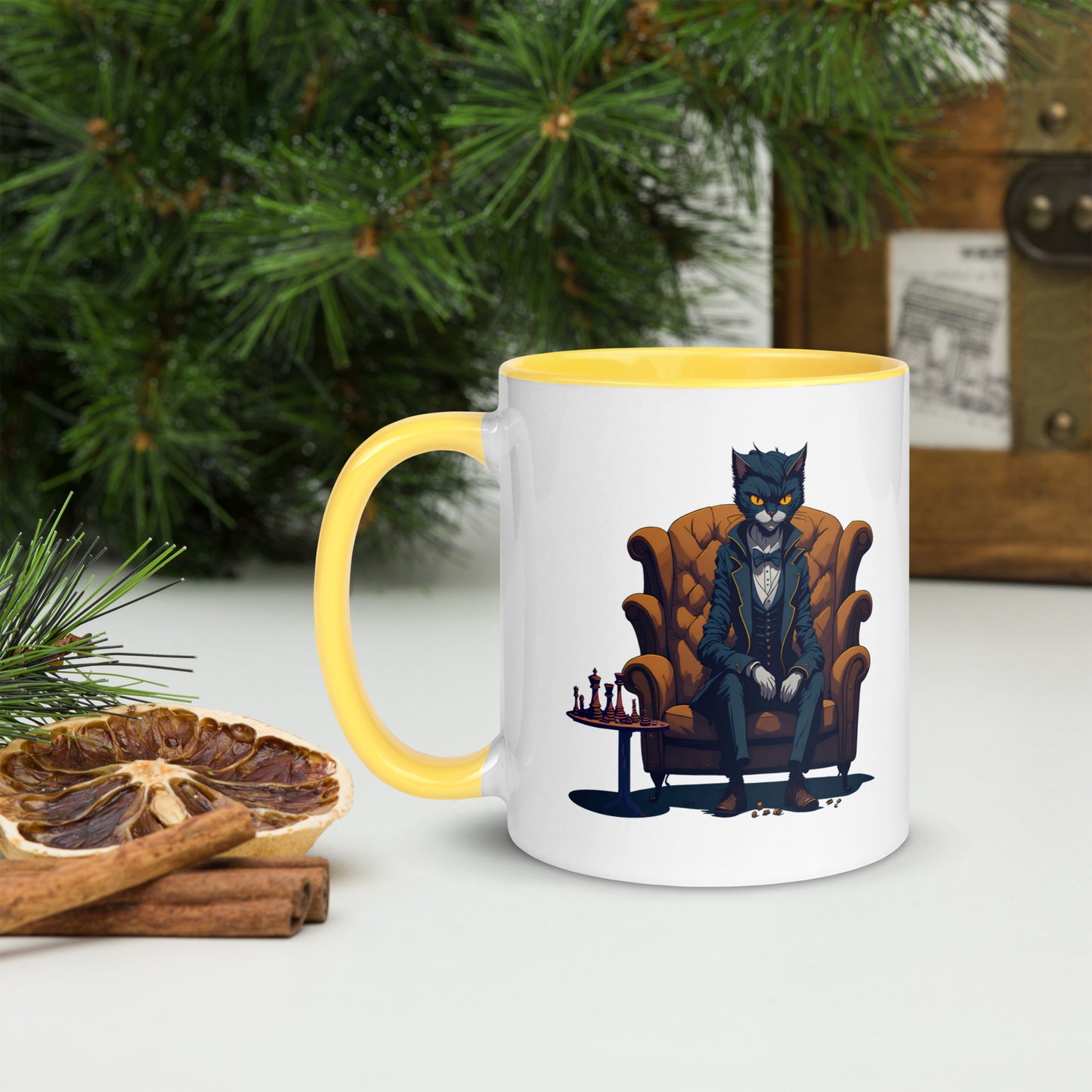 Chess Life Gentleman Cat | Mug with Color Inside