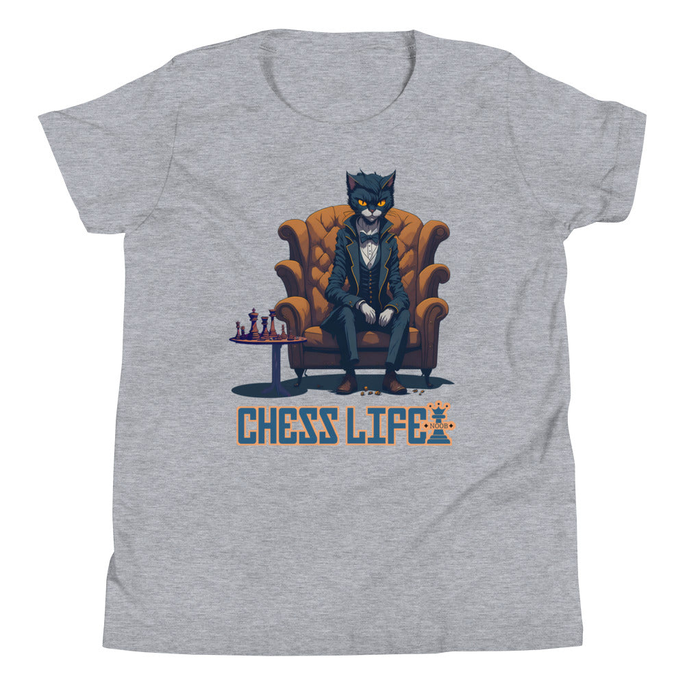 Chess Life Gentleman Cat | Youth Short Sleeve T-Shirt