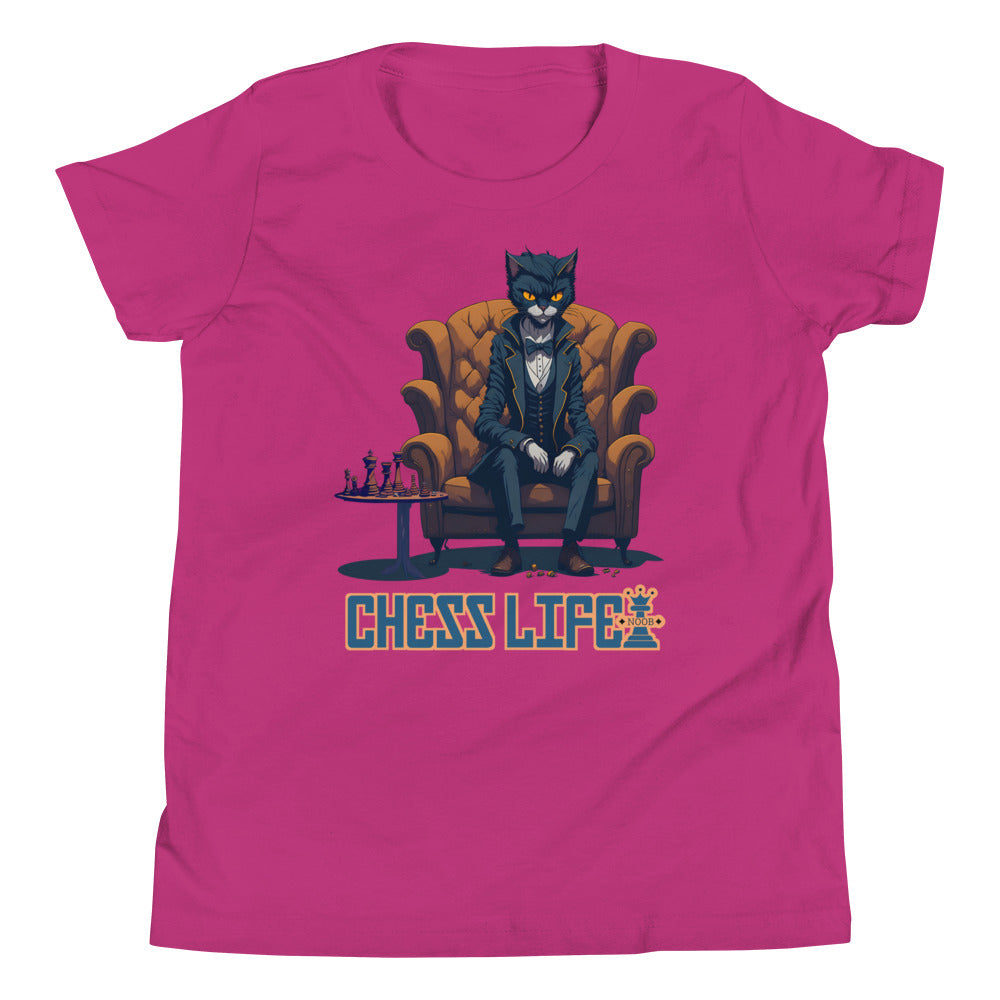 Chess Life Gentleman Cat | Youth Short Sleeve T-Shirt
