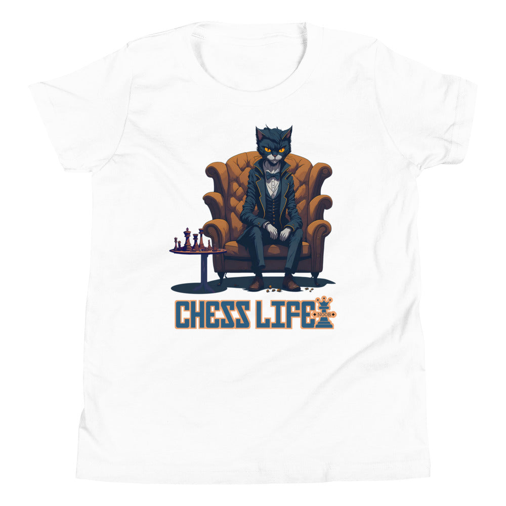 Chess Life Gentleman Cat | Youth Short Sleeve T-Shirt