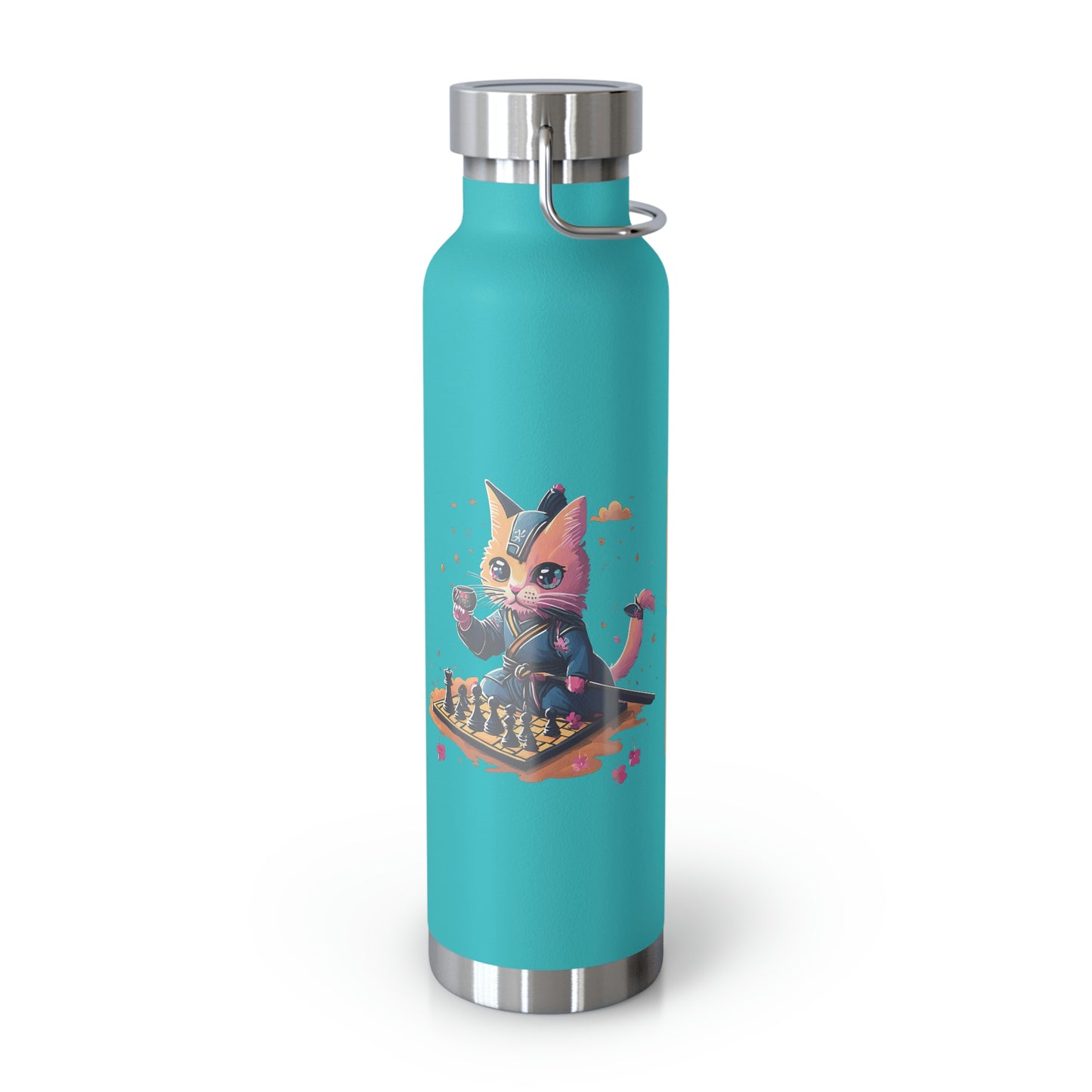 Chess Life Samurai Sakura Cat | Copper Vacuum Insulated Bottle (22 oz / 650 mL)