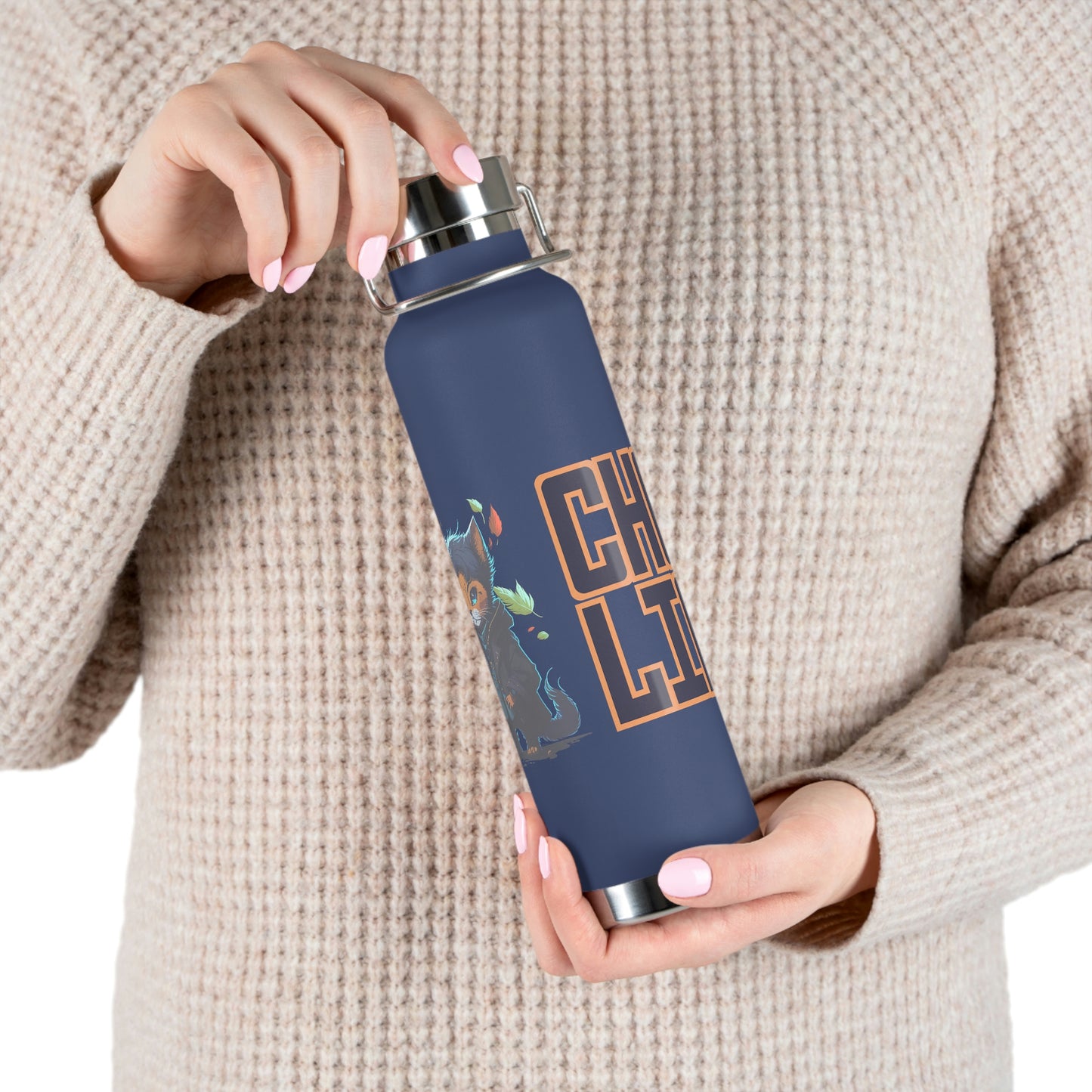 Chess Life Professor Cat | Copper Vacuum Insulated Bottle (22 oz / 650 mL)