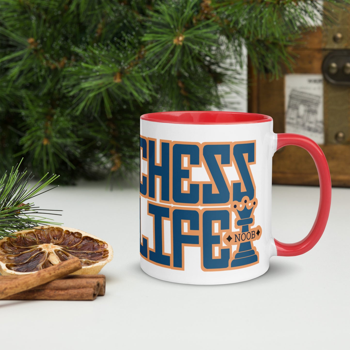 Chess Life Samurai Sakura Cat | Mug with Color Inside