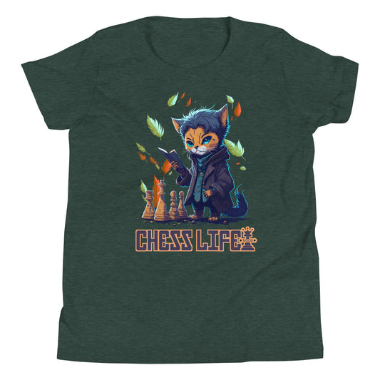 Chess Life Professor Cat | Youth Short Sleeve T-Shirt